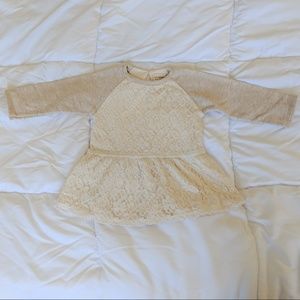 ⬇️ Zara BabyGirl Cream Lace Sweatshirt Tunic Dress
